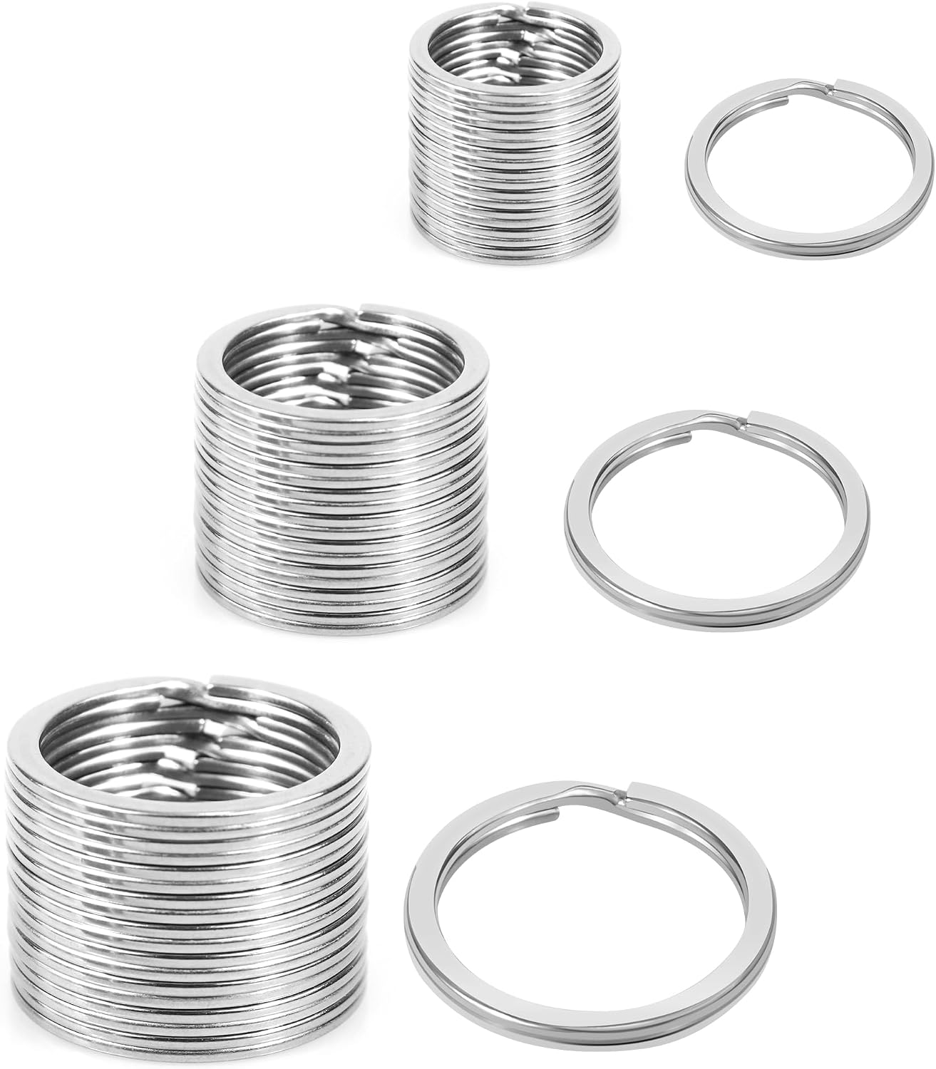 Anneaux porte-clés – en métal, en acier inoxydable, 30 pièces, 30mm