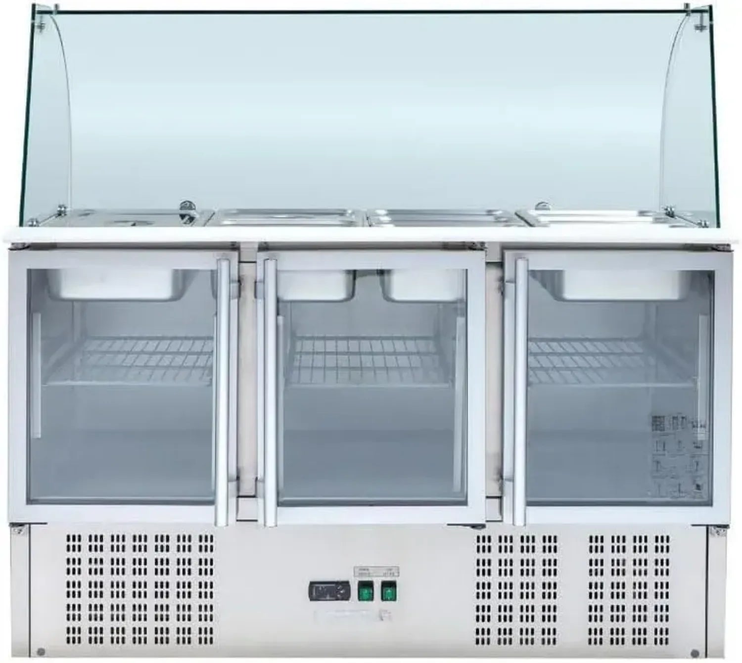 Meuble Réfrigéré à Salades 4 GN 1/1 avec 3 Portes en Verre