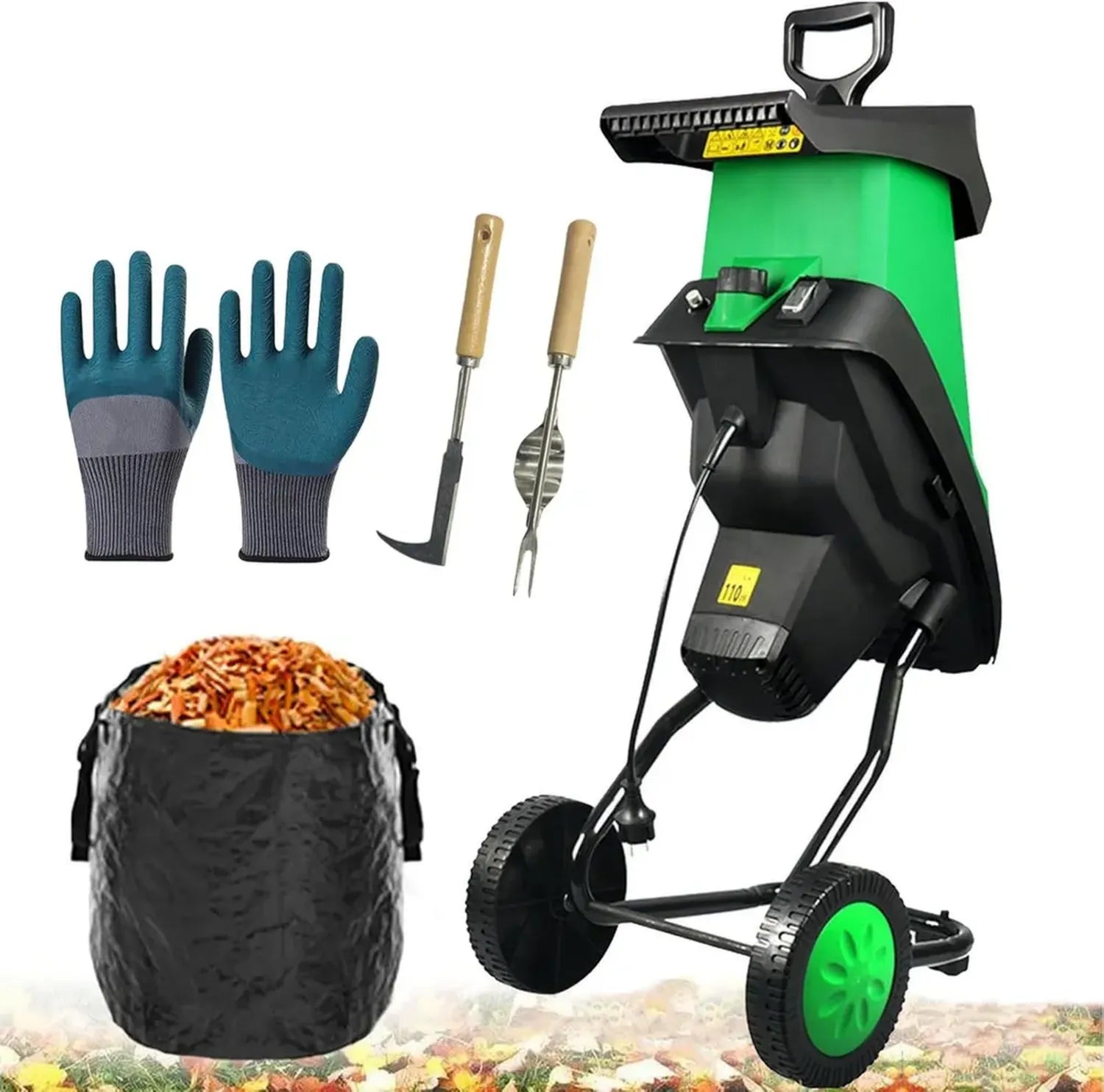 Broyeur de Jardin Électrique 2400W, Vitesse 4500 tr/min, Sac 50L, Diamètre 40mm