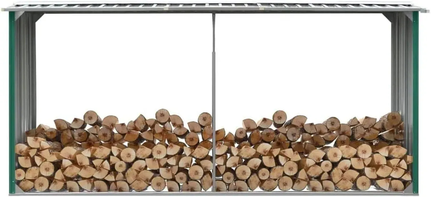 Abri de jardin en acier galvanisé pour stockage de bois - Disponible en vert, marron et anthracite
