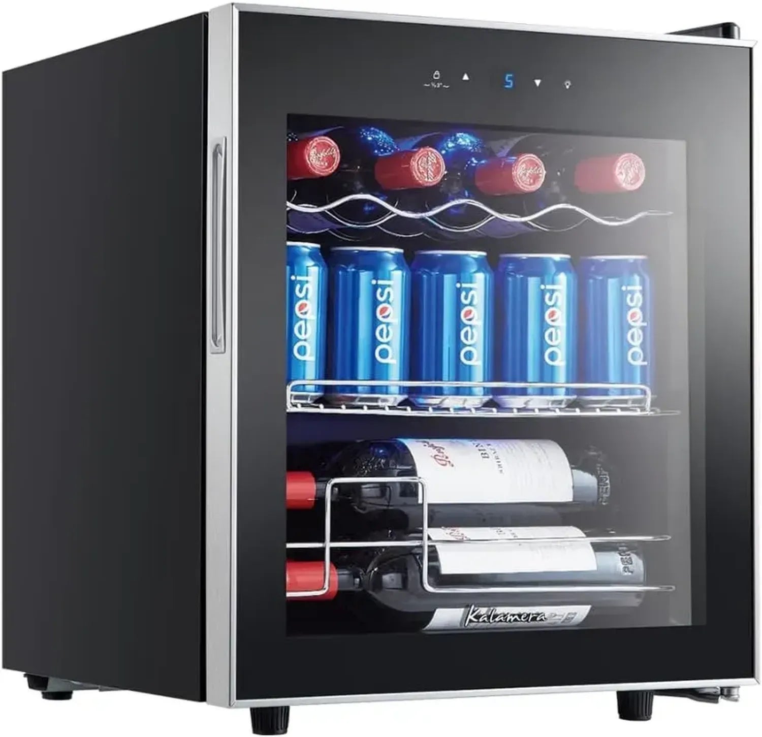 Mini Réfrigérateur Kalamera 40L, Contrôle Tactile, Température 5-18°C, Porte en Verre Inox
