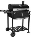 Grill Barbecue au Charbon avec Chariot, Couvercle et Thermomètre