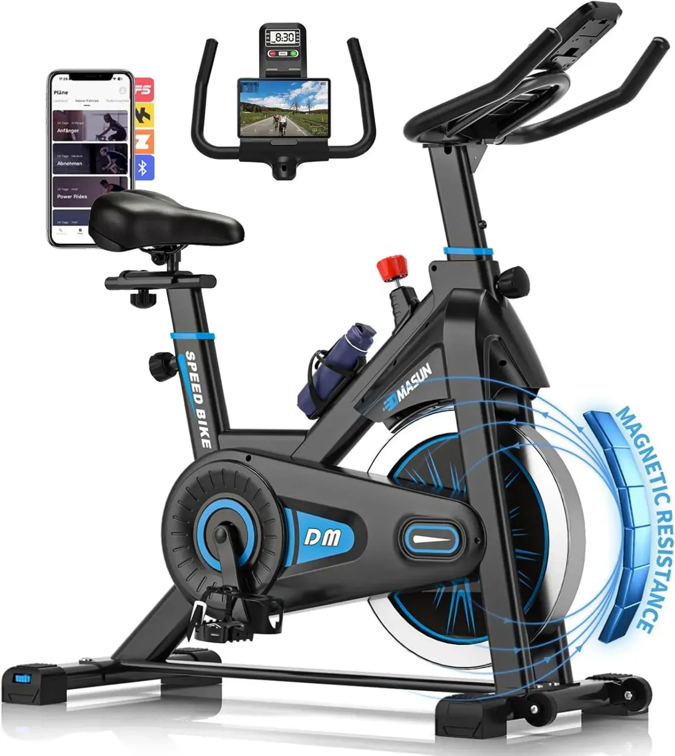 Vélo d'Appartement Silencieux DMASUN, Résistance Magnétique Ajustable, Écran LCD, Volant Solide, 160 kg Capacité