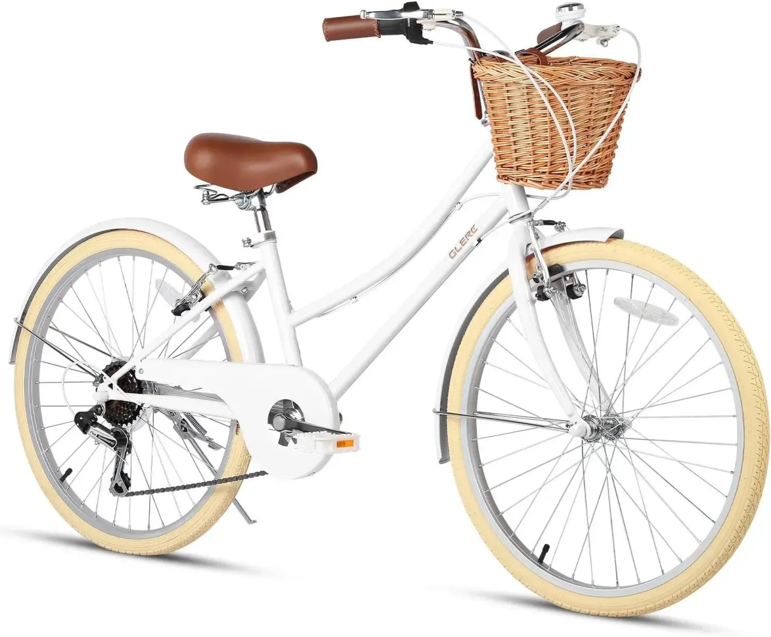 Vélo Cruiser Fille Shimano 6 Vitesses avec Panier en Osier, Plusieurs Tailles et Couleurs