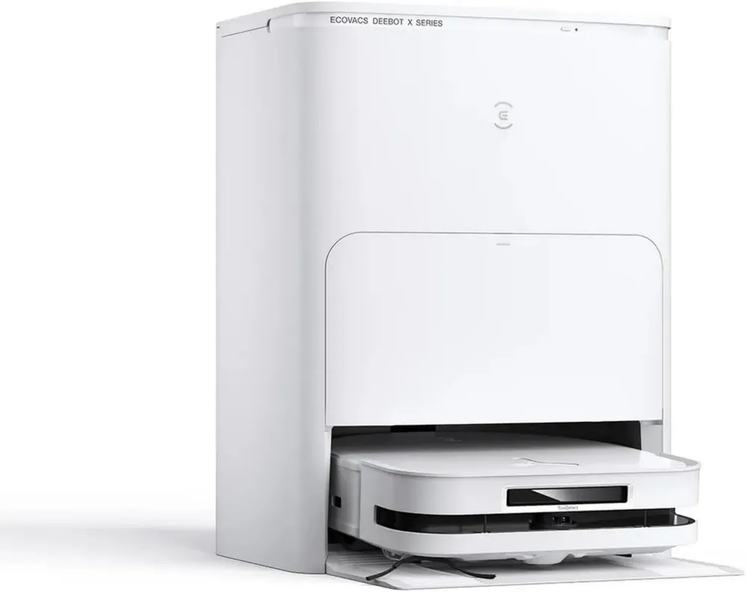 ECOVACS DEEBOT X5 Omni: Robot Aspirateur et Nettoyeur, 12800Pa, TruEdge, Lavage à l'eau Chaude 70°C, Zéro Enchevêtrement, Levée des Patins 15mm, Blanc