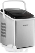 Klarstein Arctic Porter Machine à Glaçons 12 kg/24h, Double Taille, Prêt en 8 min, Réservoir 2L, Écran LCD, Minuteur, Portable, Sans BPA, Argent
