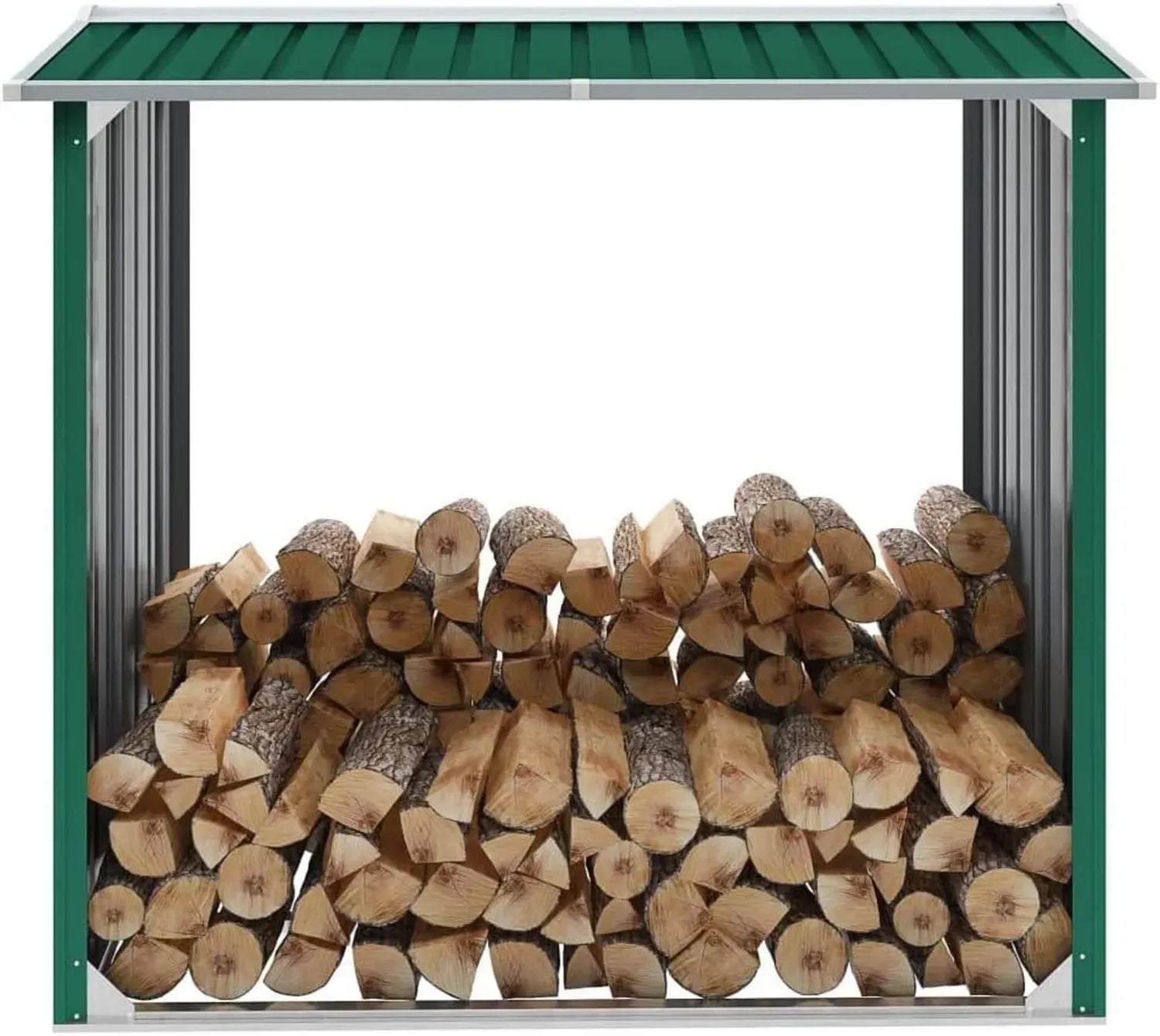 Abri de jardin en acier galvanisé vert 172x91x154 cm, rangement extérieur pour bois