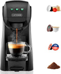 Cafetière Compacte 4 en 1 - Compatible Dolce Gusto, Nespresso, Lavazza et Poudre - 20 Bars, Réglage Température et Volume - 0,8 L