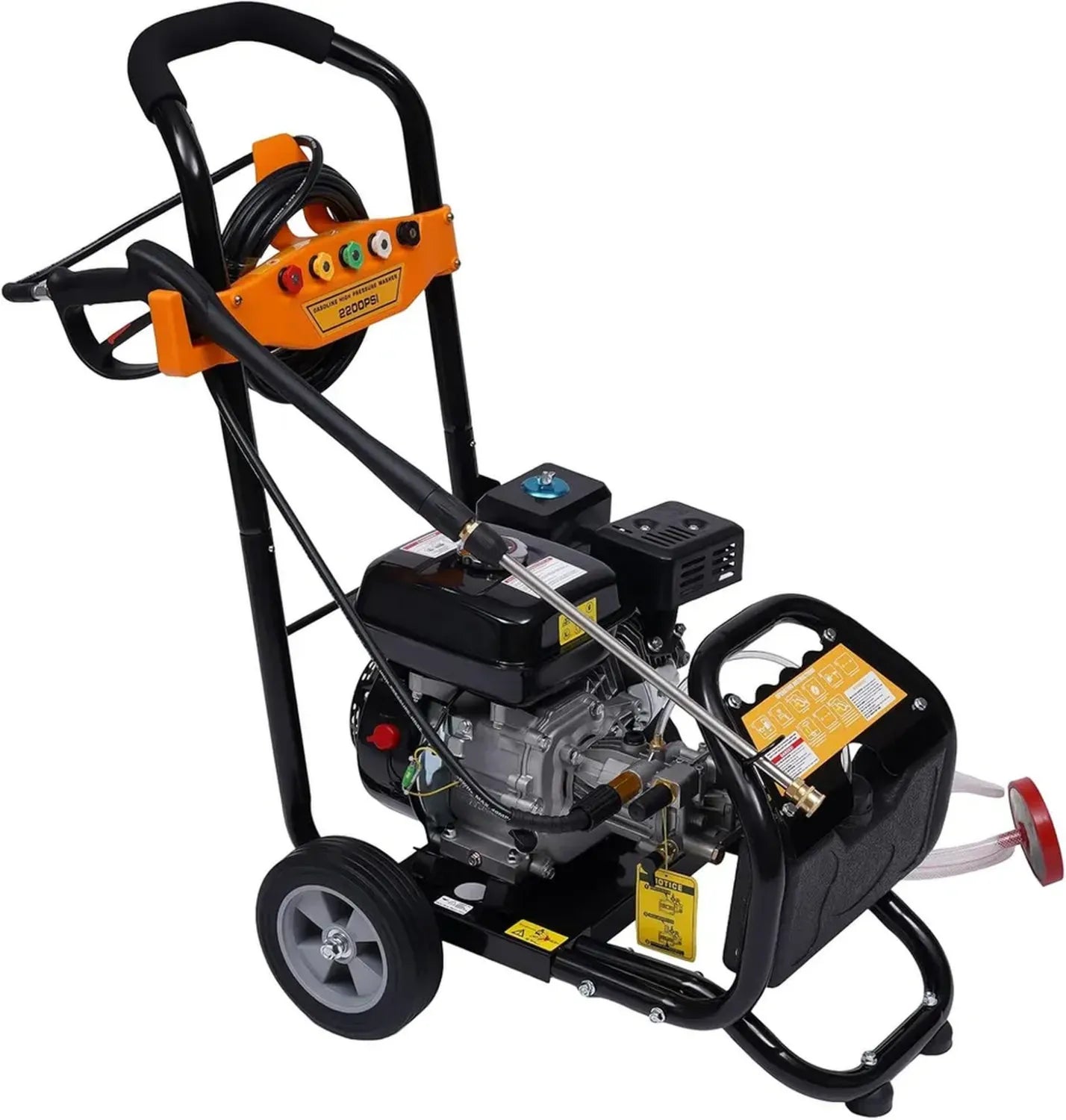 Nettoyeur haute pression essence 220 bar 3200 PSI, moteur 7 HP, enrouleur intégré avec 5 buses