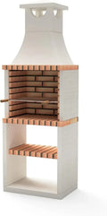 MOVELAR - Barbecue en béton réfractaire pour bois et charbon, modèle Nola Plus (Beige, Orange - 70 x 47 x 221 cm) - Idéal pour jardin et patio
