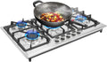 Table de Cuisson Gaz 5 Feux 1.75kW en Acier Inoxydable avec Allumage Électronique pour Cuisine Domestique ou Professionnelle