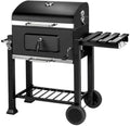 Grill Charbon XXL avec Couvercle et Roues, 107x115x68cm