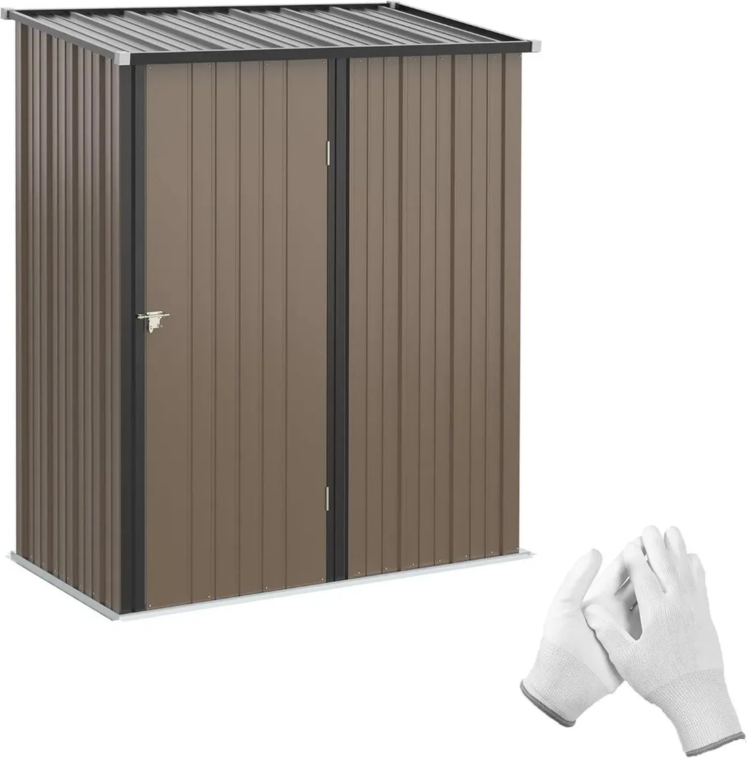 Abri de Jardin Outsunny en Acier avec Rangement Outils, 161,5 x 94,5 x 196 cm, Couleur Marron