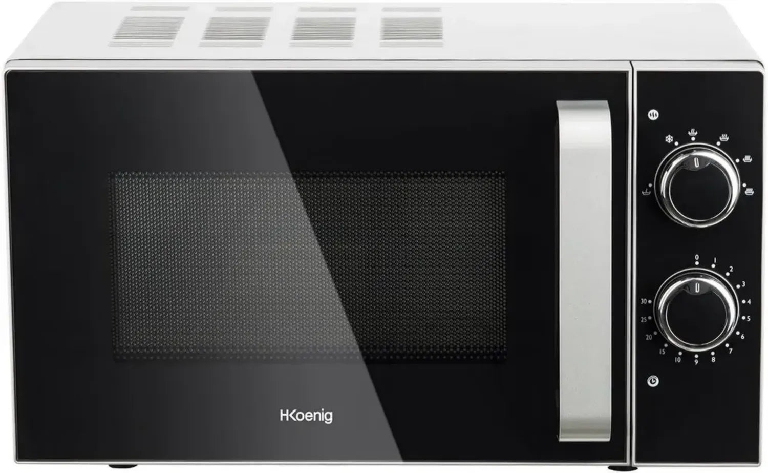 Micro-ondes Compact H.Koenig 20L 700W Inox, 5 Niveaux de Puissance, Décongélation Rapide, Minuterie 30 min