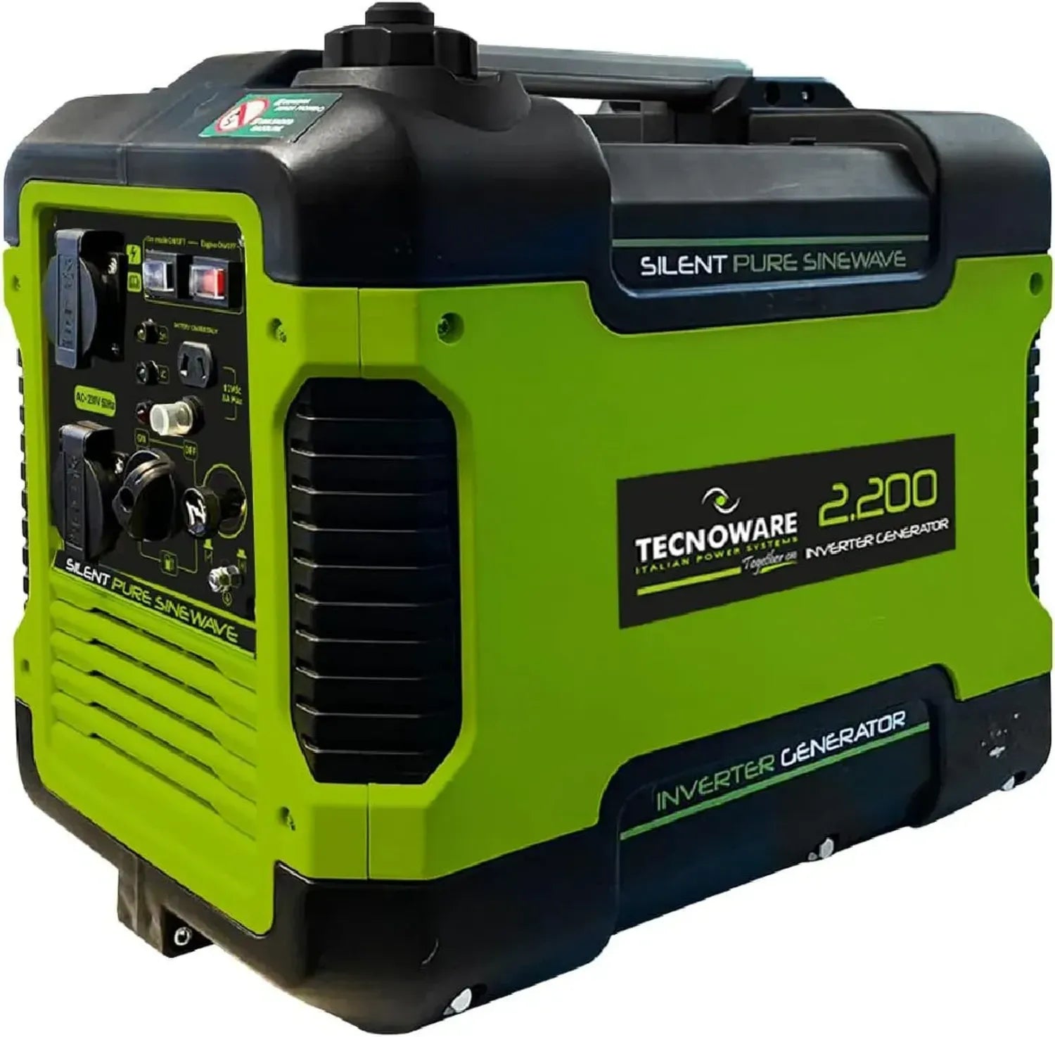 Générateur Portable 2200VA Silencieux, 230V Monophasé, Démarrage Manuel, Contrôle Éco, Idéal pour Jardinage et Camping