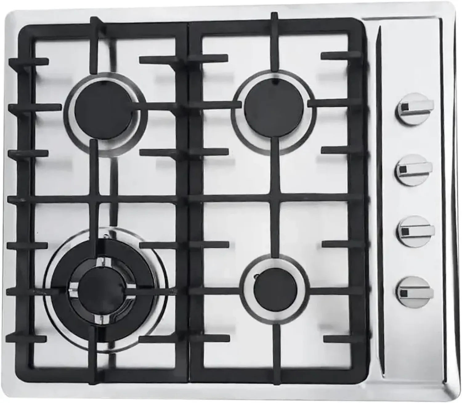 Cuisinière à gaz encastrable 4 feux inox, auto-allumage