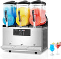 VEVOR Machine à Granité Professionnelle 3x12 L, Distributeur de Boissons Glacées Inox, 144 Tasses, Idéal pour Granitas et Smoothies
