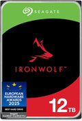 Seagate IronWolf 12To - Disque Dur Interne NAS 3.5' CMR, SATA 6Gb/s, 7200 RPM, 256 Mo Cache, Optimisé pour RAID et NAS, Installation Facile, Services Rescue Inclus