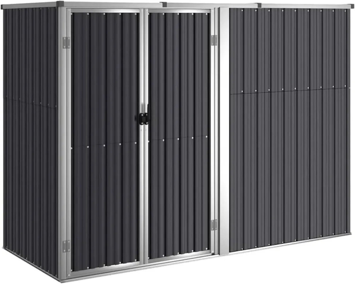 Abri de jardin en acier galvanisé anthracite, grande capacité de rangement, résistant aux intempéries, 225 x 89 x 161 cm