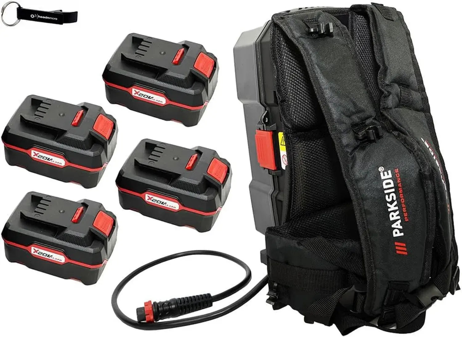 Aspirateur à Dos Sans Fil 20 V/40 V avec 4 Batteries 4 Ah et Porte-clés