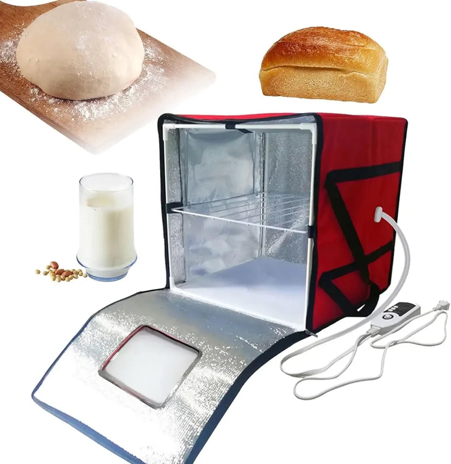 Appareil de Fermentation avec Étagère Intégrée pour Pain et Pizza, Contrôle Température et Minuterie