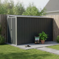 Cabane de Jardin Murale Anthracite avec Plancher en Acier Galvanisé, 118x288x178 cm, Parfaite pour Outils et Mobilier de Jardin