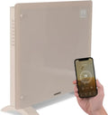 Radiateur Électrique en Verre 1000W Beige - Wi-Fi, LED, Thermostat, Silencieux - Sécurité Enfants, Minuterie - Convecteur Design pour 12m²