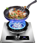 Réchaud à Gaz Portable 7,2 KW avec 9 Brûleurs, Supports en Fonte et Verre Trempé - Idéal pour Camping