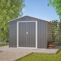 Cabanon de Jardin Métallique 240x192x191 cm avec Toit Apentis et Porte Battante, Gris Anthracite