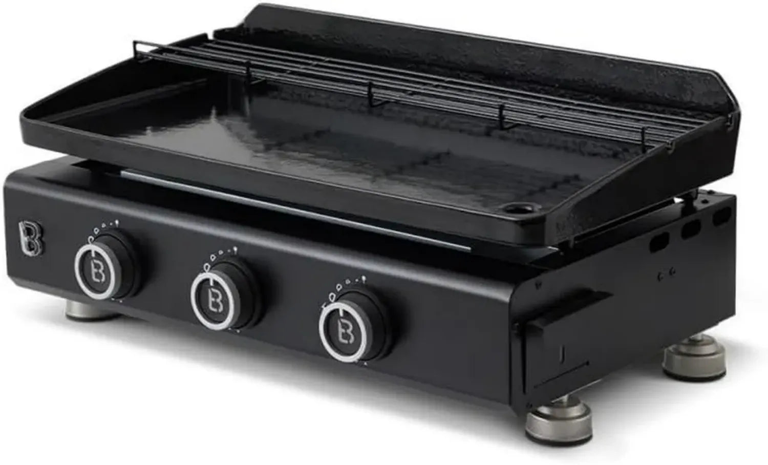 Plancha à Gaz Silvia EVO 3 Feux - Surface de Cuisson en Acier 67x34 cm - Grille de Réchauffement - Allumage Piézo - Tiroir à Graisse - Puissance 7,95 KW - Pour 10 Personnes