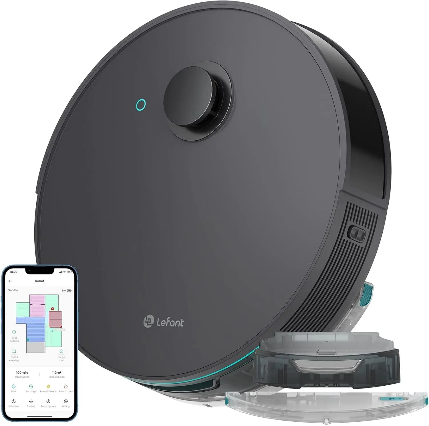 Lefant N3 Robot Aspirateur avec Cartographie Avancée, Capteur d-ToF, 10 000 Pa, 200 Min Autonomie, Barrières Virtuelles, Nettoyage Zone Sélective, Connecté