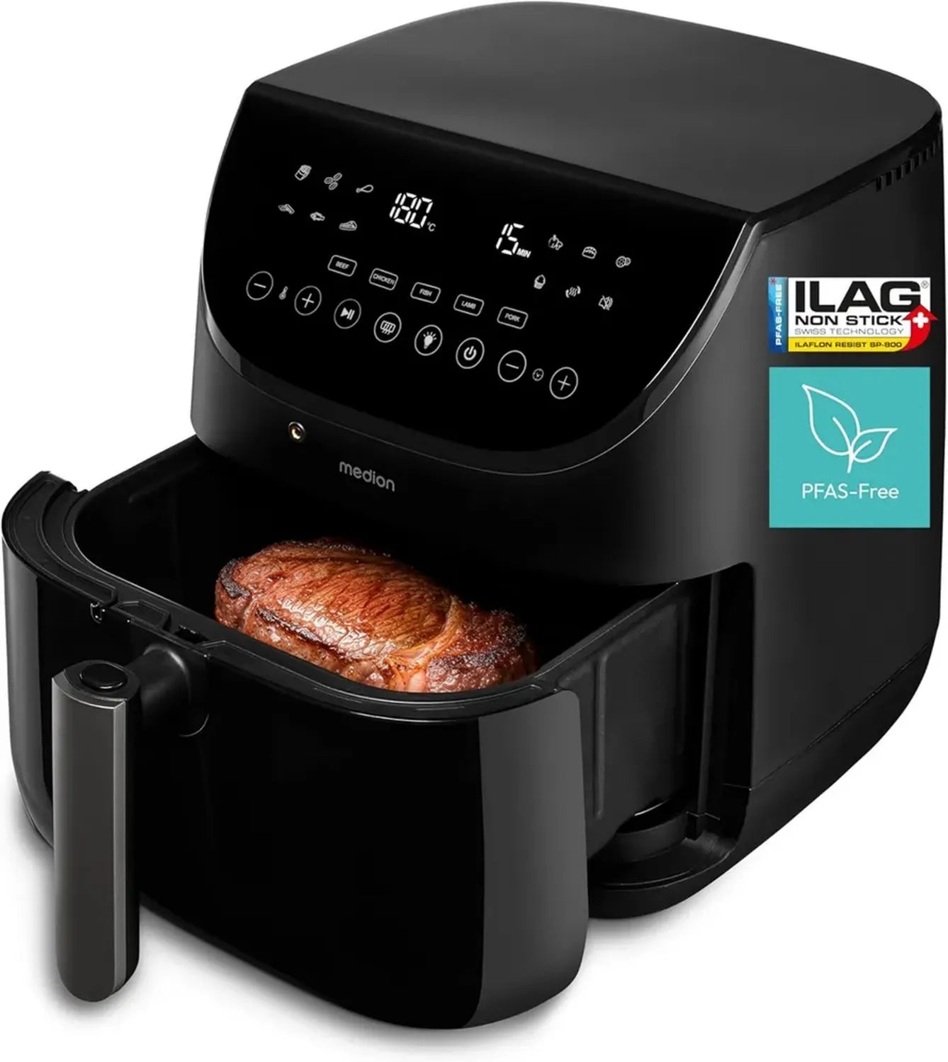 Friteuse à Air MEDION X20 XL, 6,6L, 10 Programmes, Sonde de Température, 1700W, Sans PFAS