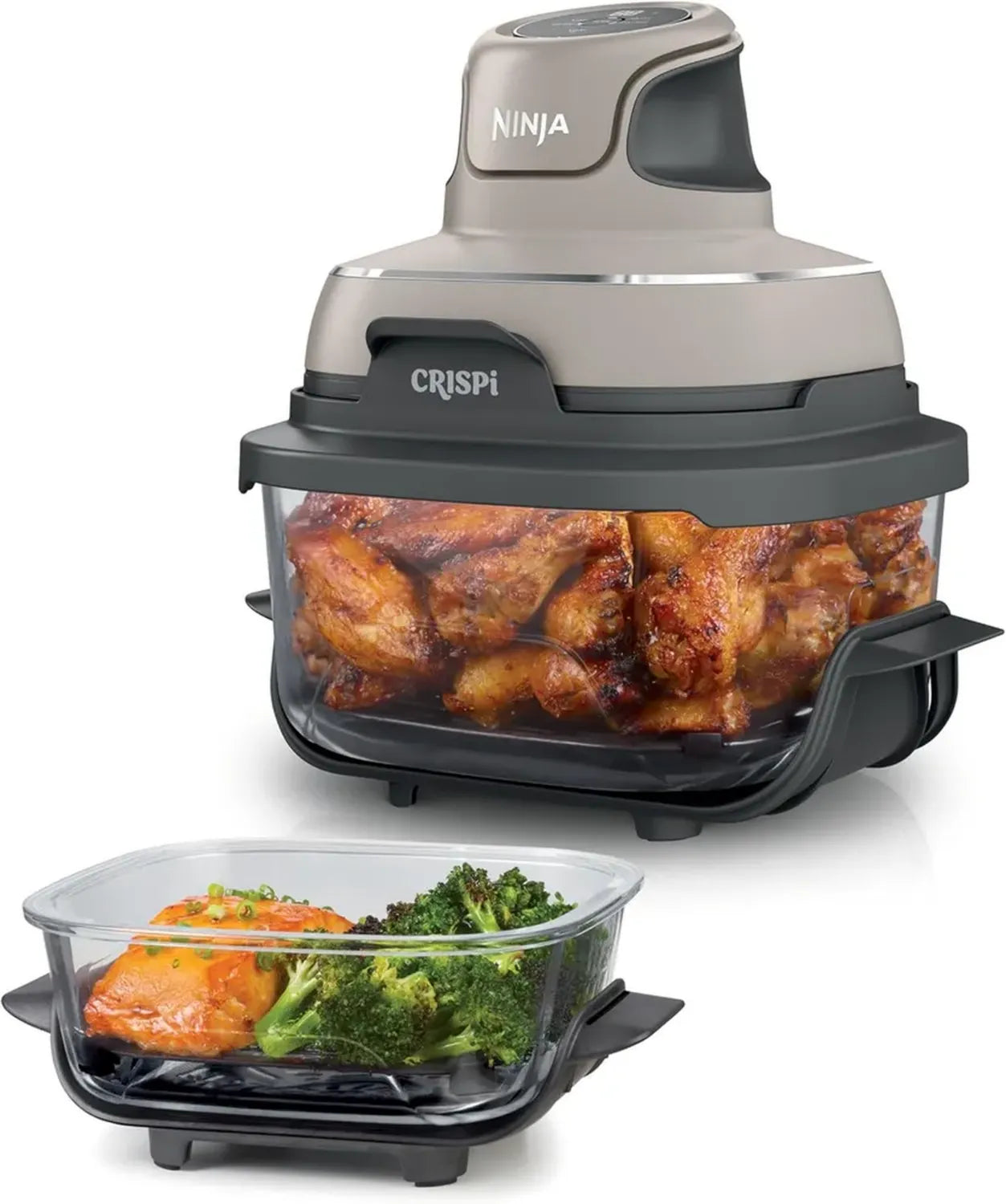 Ninja Friteuse à Air 3,8L, Multifonction 4-en-1 : Sans Huile, Rôtir, Réchauffer, Croustillant, Design Compact, Double Réservoirs avec Couvercles, 1700W