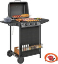 Barbecue à Gaz 3+1 Brûleurs Portable avec Accessoires Complets pour Jardin