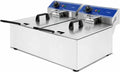 Friteuse Double en Inox 12L - Puissance 7200W - Thermostat Réglable 50-200°C