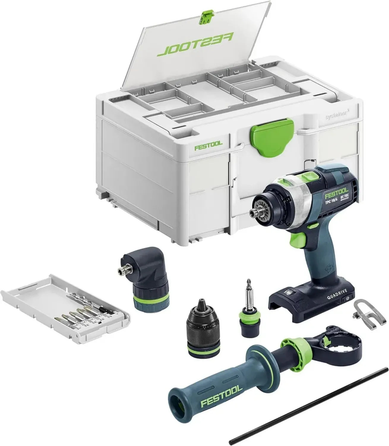 Perceuse-Visseuse Sans Fil à Percussion QUADRIVE TPC 18/4 avec Set Basique - Festool
