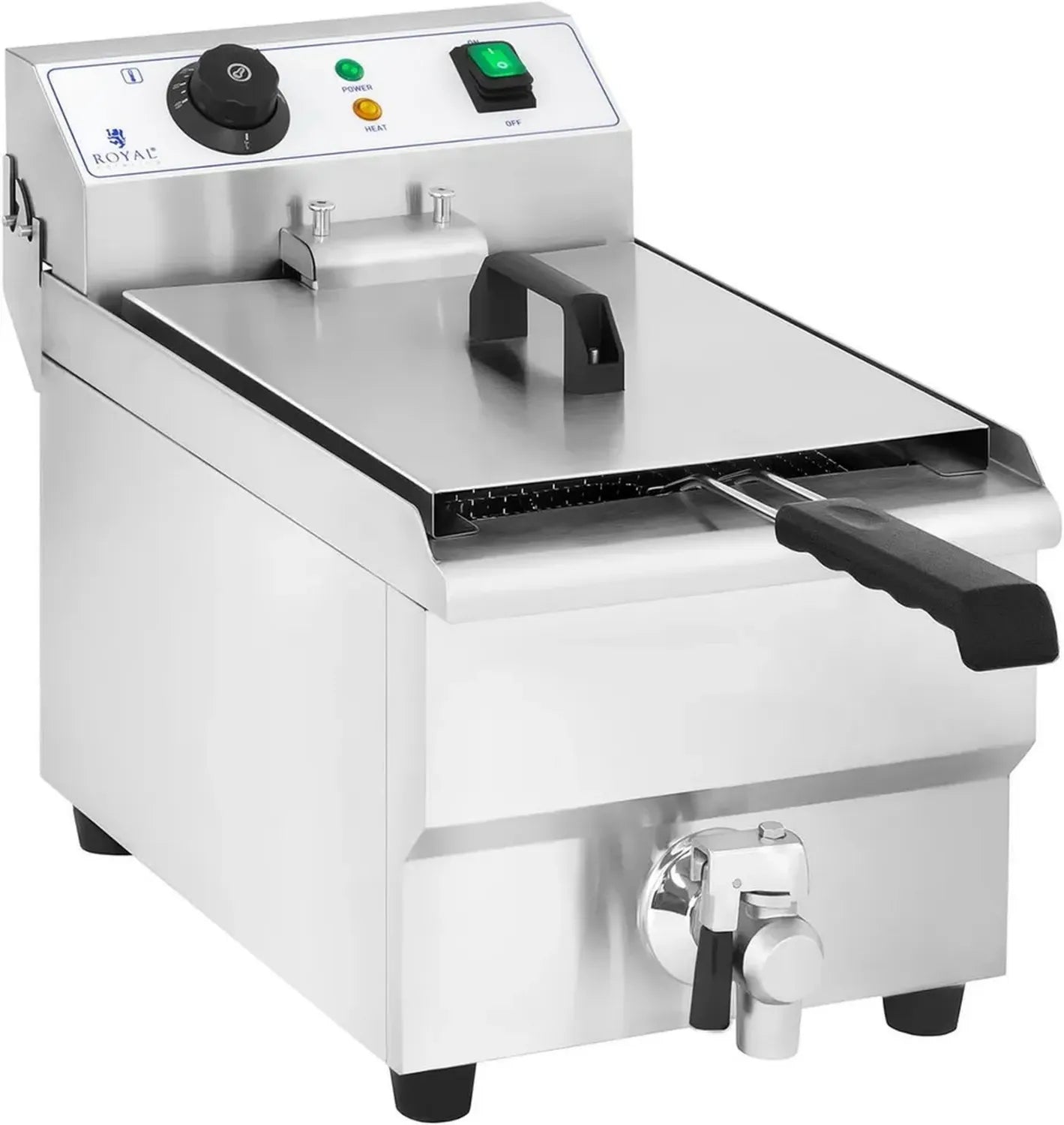 Friteuse Électrique Professionnelle 3000W 10L Inox avec Thermostat et Robinet