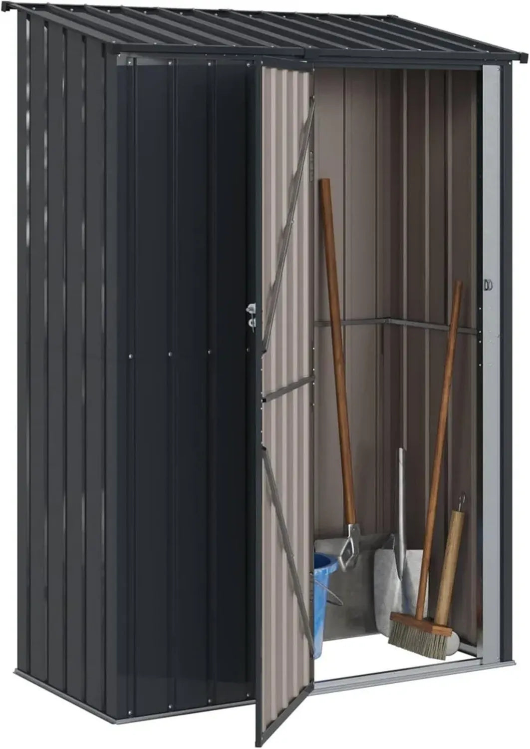 Abri de Jardin Métallique Anthracite 140,5x74x200 cm, Résistant aux Intempéries