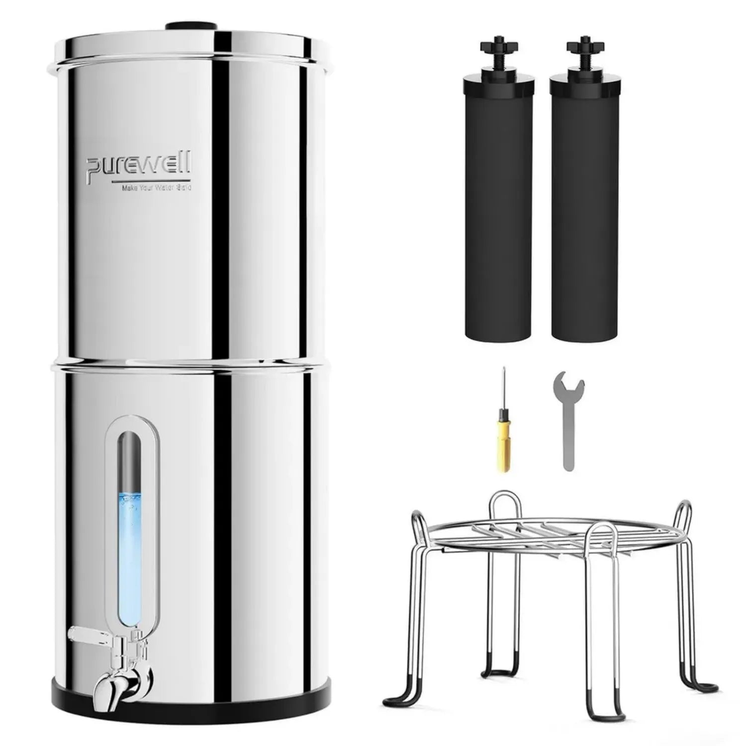 Système de Filtration d'Eau Purewell 8,5L avec Charbon Actif - Purificateur pour Famille - Filtre à Eau de Pluie et Robinet - Technologie Avancée